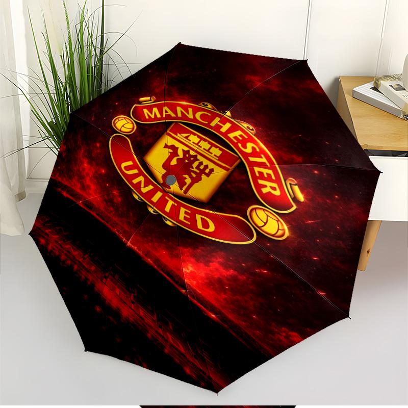 Football United F.C Print Automatic Open Close Umbrella, Portable Foldable Umbrella, for Outdoor Commute Camping Trip, Ideal Birthday Gift