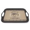 [A0229] - Большой меламиновый поднос "Comptoir du Café", черный, серо-коричневый - 41x28 см
