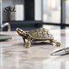 Classic Turtle Statue for Home Vintage Metal Statues, Gold Figurines, Decorative Animal Artisanal Brass Decor Ornament, Small Desktop Decoration