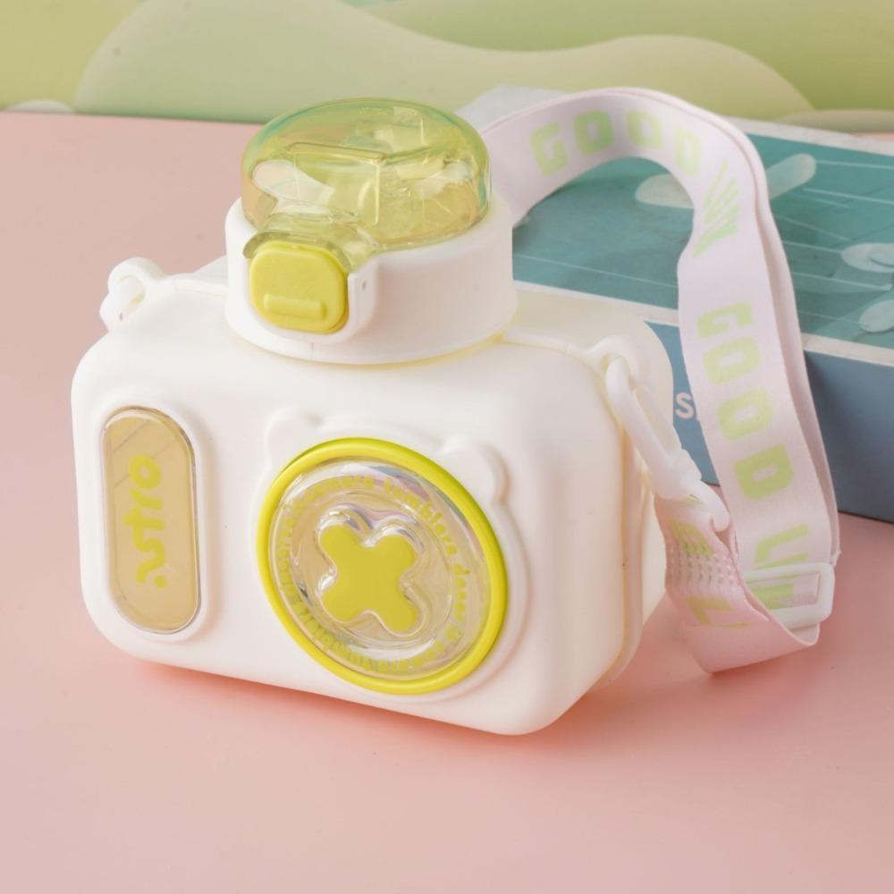 Leak-Proof Straw Water Cup Sealed Design Water Bottle Creative Cartoon Camera Cup Picnic