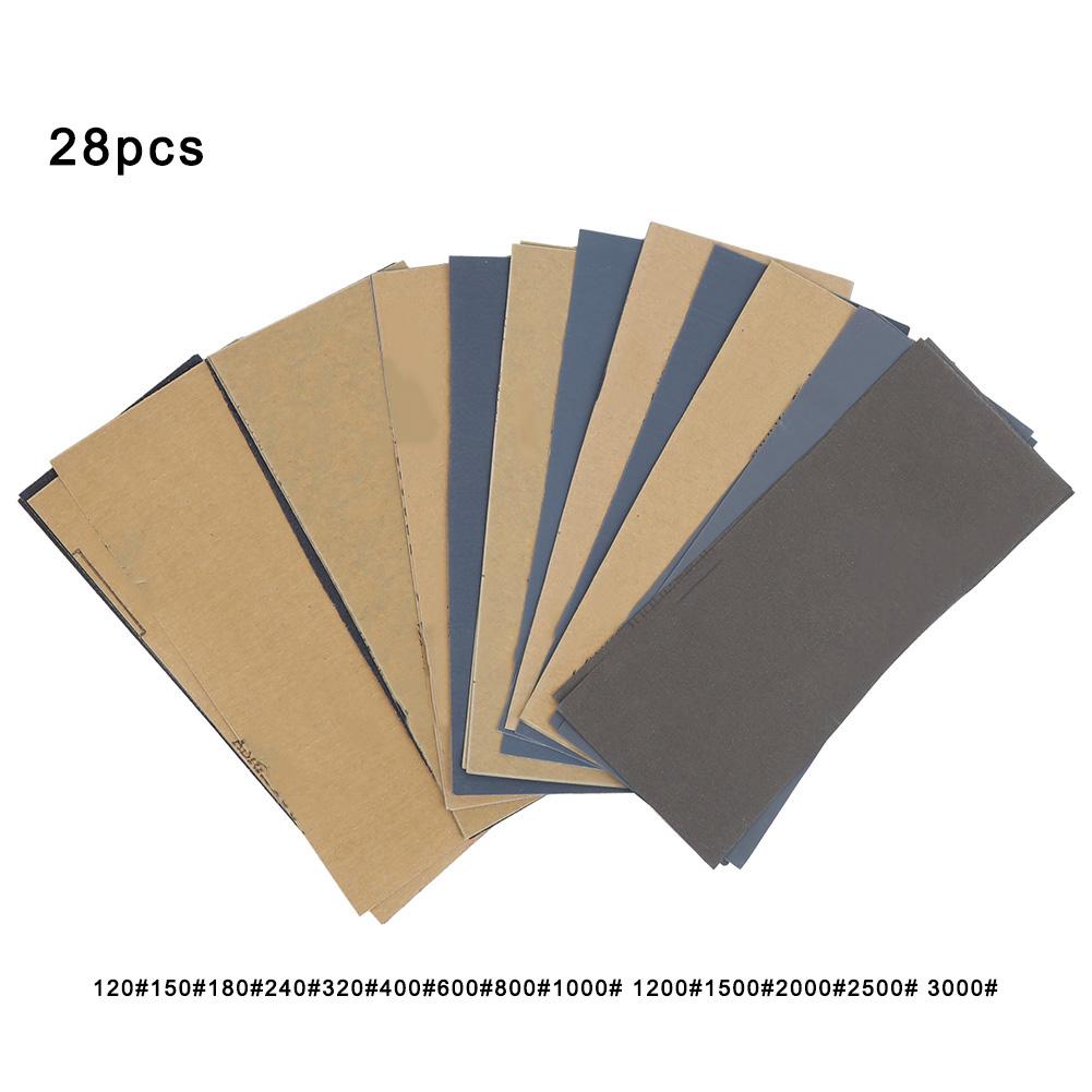 28pcs 120# 3000# Sandpaper Grinding Polishing Sanding Abrasive Paper Sheets Set