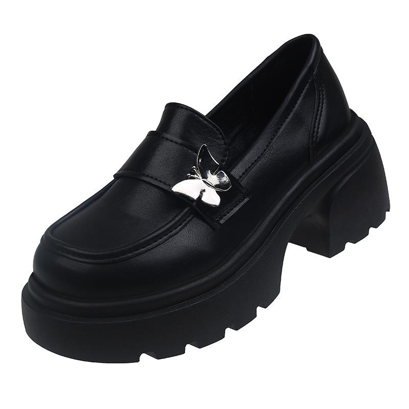 Весенние туфли на толстой подошве женские металлические бабочки ретро одношаговые с юбкой Jk маленькие кожаные туфли женские модные женские летние дышащие туфли