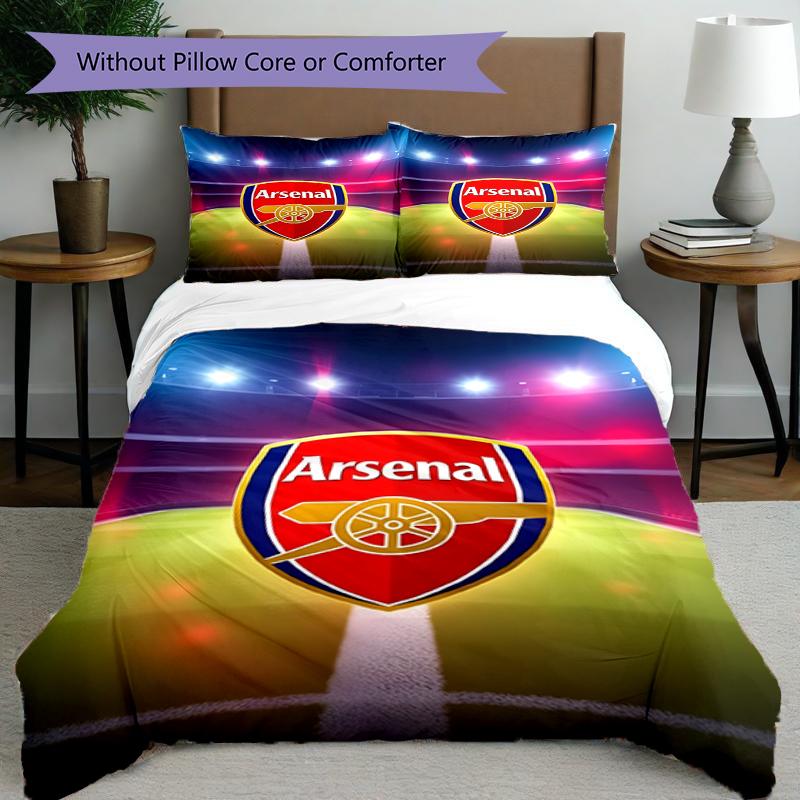 3pcs Duvet Cover Set (1*Duvet Cover + 2*Pillowcase, Without Core),football team Print Bedding Set, Bedroom Decor, All‑Season, Birthday Gift