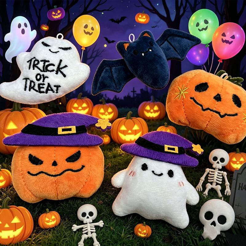 1/10pcs Halloween Cartoon Plush Keychains Bat Ghost Pumpkins Funny Pendant Charm Car Backpack Pendant Festival Party Gifts