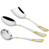3 Pieces Stainless Steel Golden Serving Spoons Set for Dining Table/Kitchen, 1.8 Mm Heavy Gauge