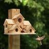 Домики для птиц для улицы, деревянное гнездо колибри, кормушка для птиц, большой скворечник для улицы с 6 комнатами для декора садового дворика