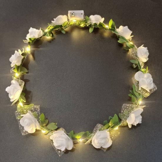 Романтический светящийся венок, светодиодный свет, розовые цветы, повязка для волос, головной убор, Свадебная вечеринка, вечеринка для девочек, светящаяся гирлянда для волос на день рождения