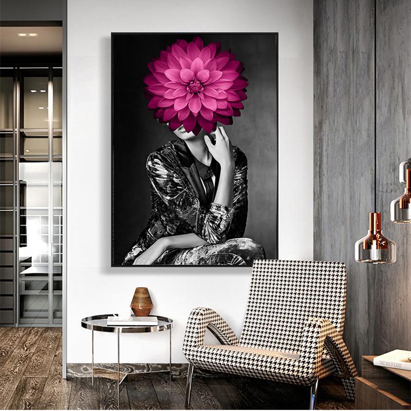 Новое поступление, большой размер, настенное искусство, современная мода, цветочная обложка, лицо, золото, длинные волосы, женщина, холст, декоративная живопись для гостиной