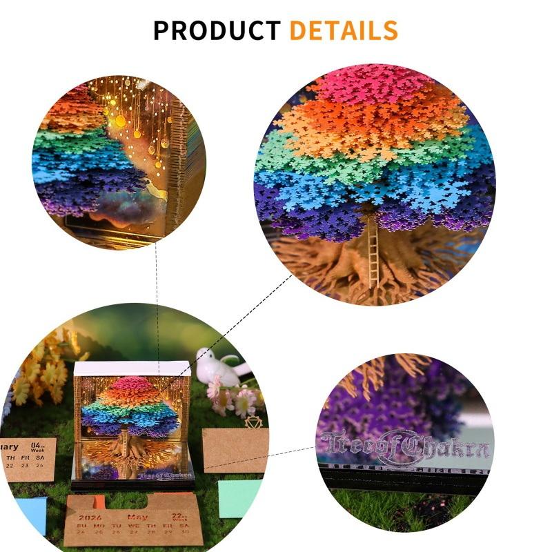 Space-saving 3D Tear-away 2027 Desk Calendar with LED Light for Neat Desks