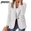 JPNTKY Женские винтажные повседневные однотонные принтованные куртки и пальто с длинным рукавом и воротником-поло на осень-зиму