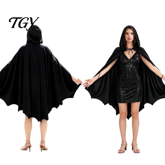 Durable Repeated Use Costume Halloween Bat Wing Cape, Adult Kids Hooded And Child Cosplay Cloak for Festive Party Outfit Adjustable Neck Strap Cape