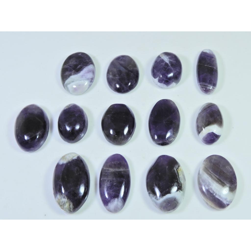 273Cts. Natural Amethyst Lace Agate Oval Cabochon Loose Gemstone 13 Pcs Lot C-816