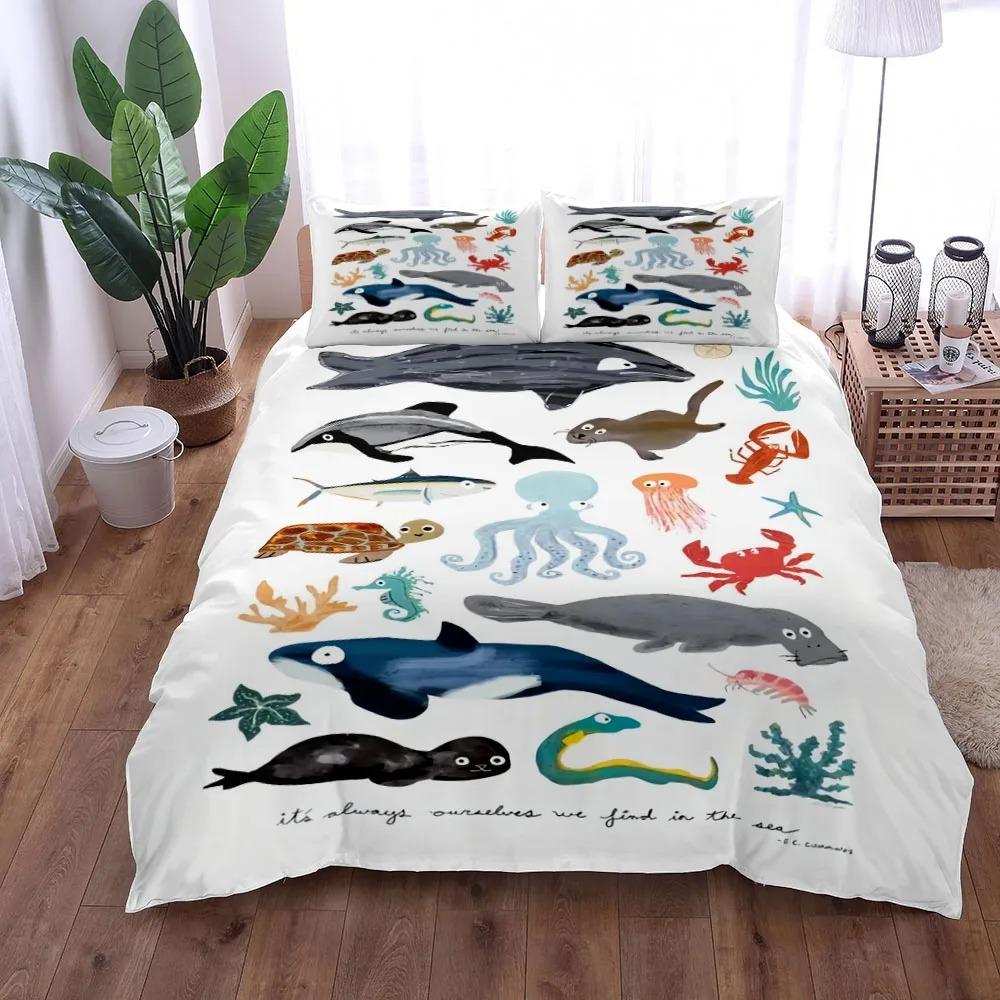 Комплект постельного белья «Осьминог в стиле ретро» King Queen Double Full Twin Single Size Duvet Cover Pillow Case Bed Set