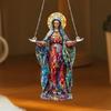 Holy Mother Mary Sun Catchers Acrylic Pendant 2D Flat Novelty Spiritual Decor Stained