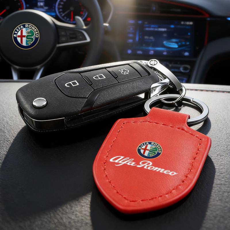 CQSUV1 Leather Car Keychain Key Ring For Alfa Romeo 159 156 147 Mito Giulia Giulietta Tonale Stelvio 8C Volante Accessories