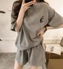 Women's Summer 2025 Fashionable Loose Short Sleeve Shorts Two-Piece Set for Casual Running and Student Wear