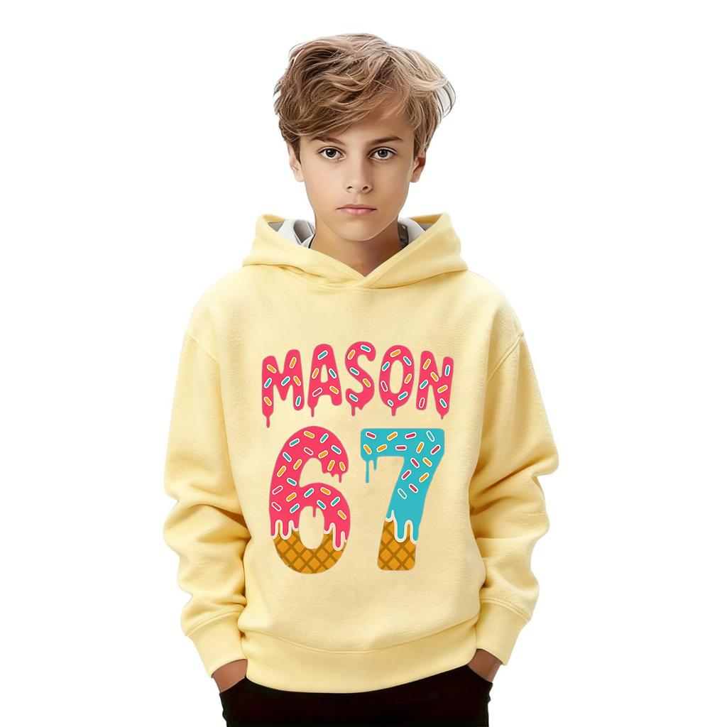 Детская мода Принтованный пуловер Повседневный с длинным рукавом Свитшот с круглым вырезом и капюшоном