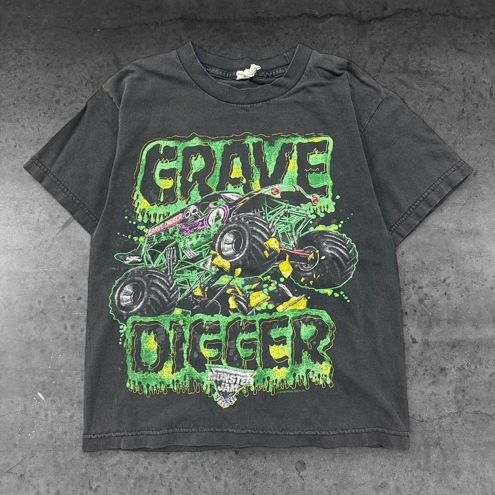 Винтажная футболка Monster Jam Grave Digger для молодежи 2000-х годов