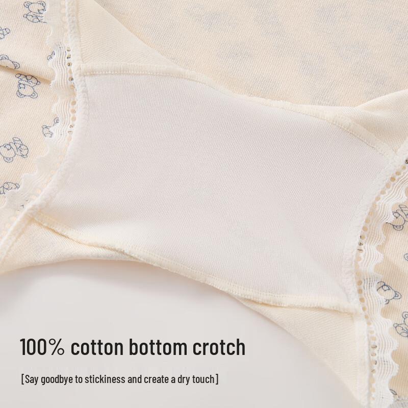 Fenteng Women's Floral Lace Cotton-Crotch Panties 3-Pack