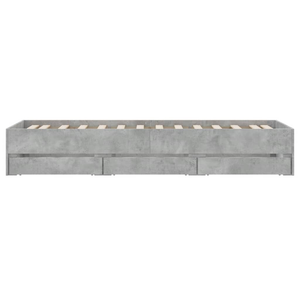 Bed Frame with Drawers Concrete Grey 75x190 cm Engineered Wood