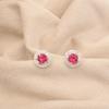Pink Tourmaline Gemstone 925 Sterling Silver Jewelry Zircon Studs Earrings 0.41" CZE-8-4
