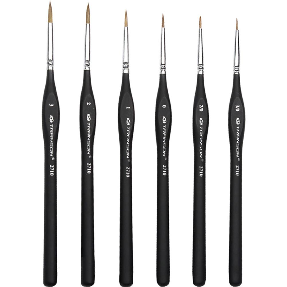 Detail Paint Brush with Black Pole for Miniature Watercolor Acrylic Oil Painting Drawing Liner Pen Painting Brush