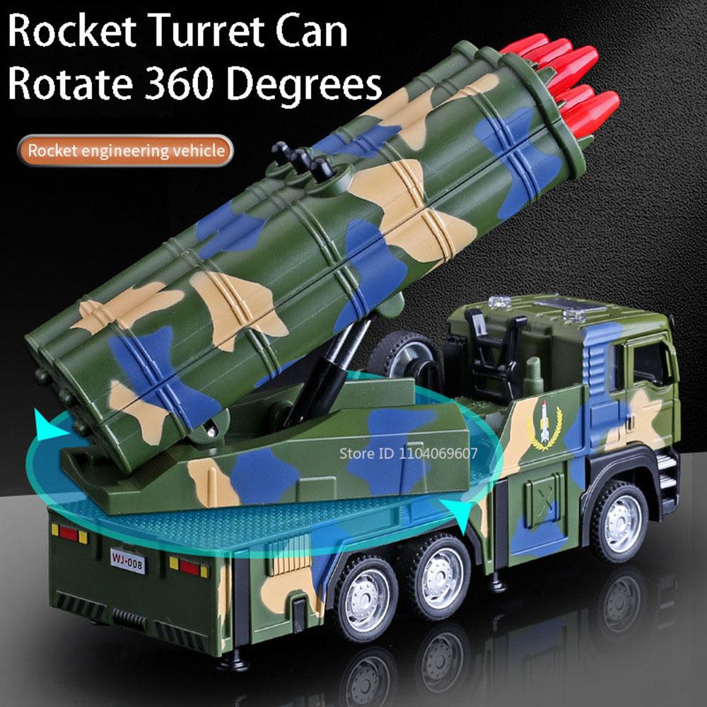 1:32 Scale Missile Rocket Launcher Car Toy Model Alloy Sound Light Military Series Engineering Vehicle Toys for Children Toys