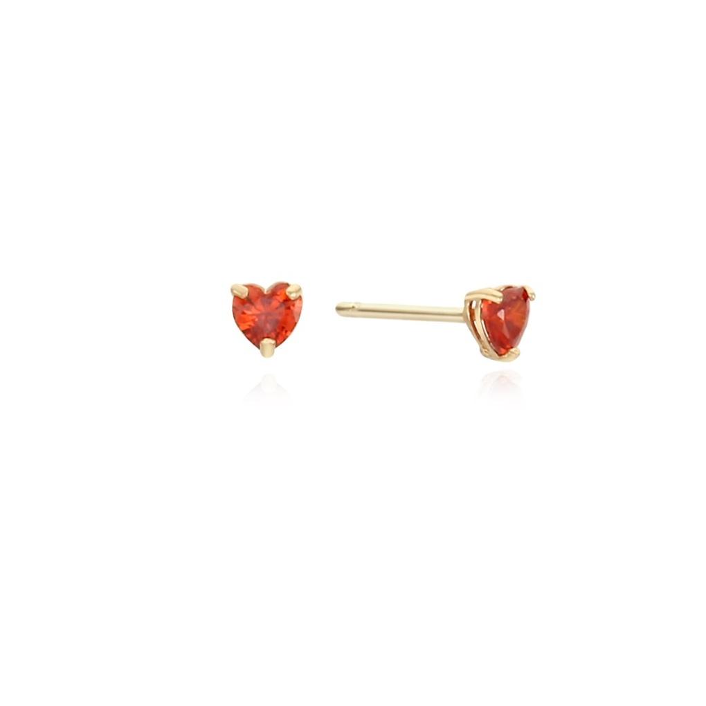 LLOYD 3mm Garnet Heart 14k Gold Earrings LPFM4013G
