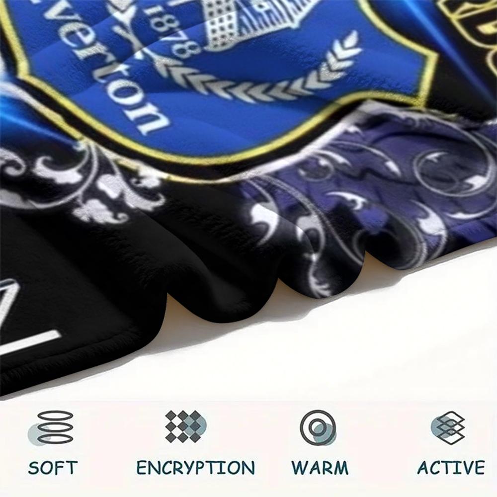 1PC Custom Name Everton FC Patterned Flannel Blanket Suitable For All Seasons for Home Decor Warmth and Comfort Gifts Holiday Present