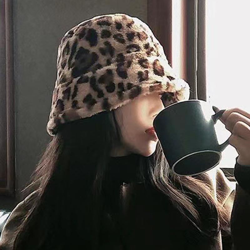 Ретро Леопардовая плюшевая панама осень-зима женская универсальная теплая плюшевая шапка