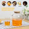 Glass Pitcher with Bamboo Lid 1800ml Glass Water Pitcher Multifunctional Heat Resistant Glass Jug with Handle for Hot Cold Tea