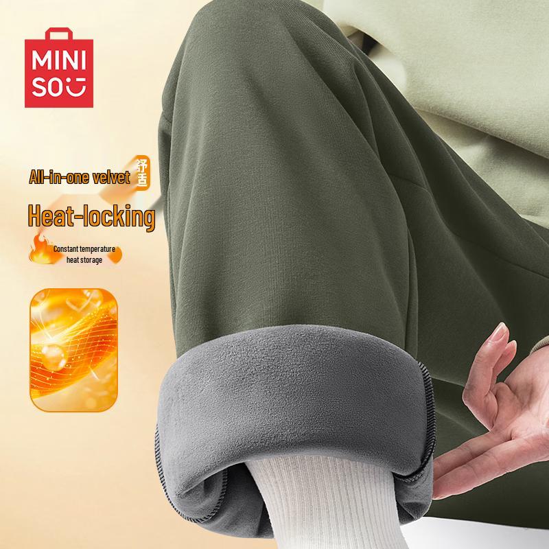 MINISO Мужские зимние флисовые свободные повседневные брюки прямого кроя