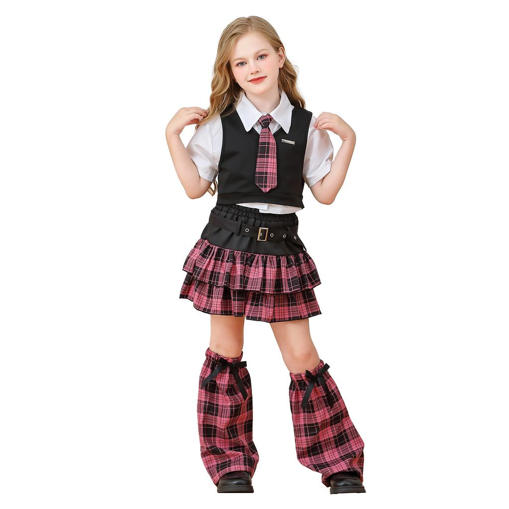 College-style children's clothing, American campus sweethearts, student uniforms, British plaid children's wear, jazz dance cheerleading outfits