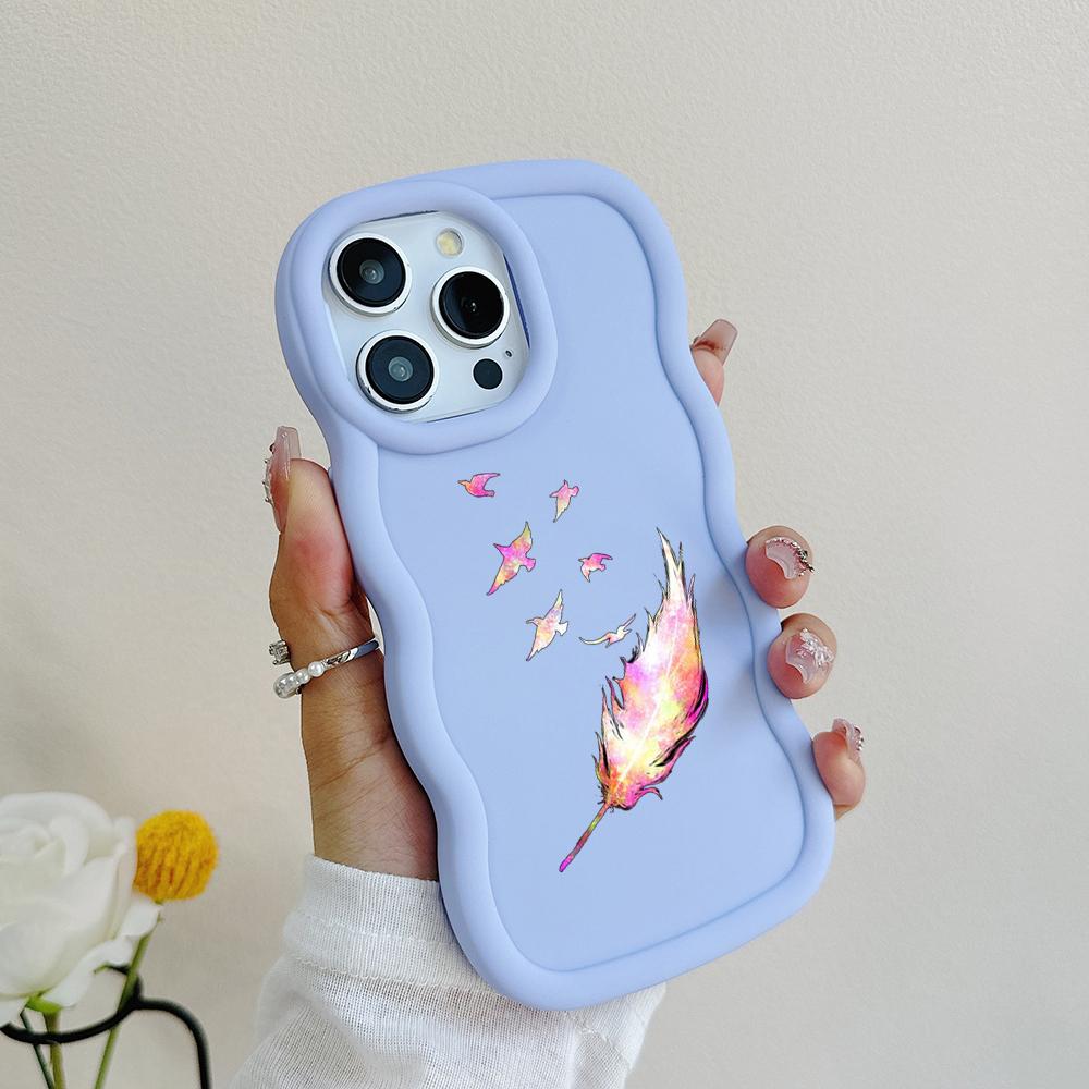 Чехлы для телефонов N76 Butterfly Macaron Wavy Edge для iPhone 16 Pro Max Samsung S24 Plus S23 Ultra A35 A54 A55 Xiaomi Redmi Note 13, противоударный чехол