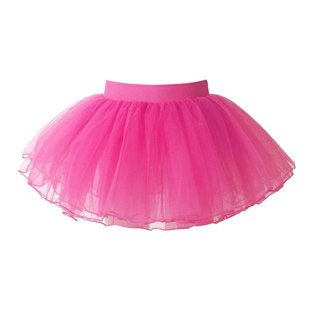 Mesh Tutu Skirt Girls Kids 4 Layer Solid Color Elastic Waist Princess Ballet Dance Skirt