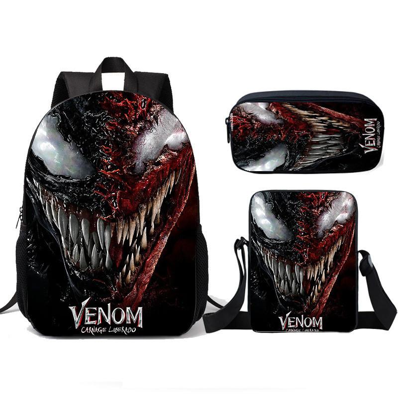 Школьный рюкзак, сумка для ланча, пенал Venom для детей, набор из трех предметов для детей