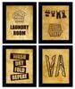 Inkdotpot 4 Piece Laundry Poster for Laundry Room Decor Wash Dry Fold Repeat , Laundry Room Posters Wall Art