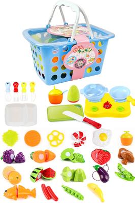 Захватывающий игровой набор для кухни, 33 вида игрушек, корзина для хранения, нарезка овощей, фруктов, рыбы, колбасы, разделочная доска, нож, кулинария, подарок, праздник, жарка
