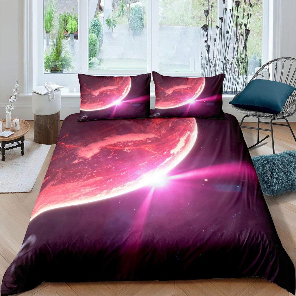 Galaxy Duvet Cover Set 3D Printed Space Themed Bedding Set Kid Boy Galaxy Series Universe Pattern Polyester Quilt Cover For Girl