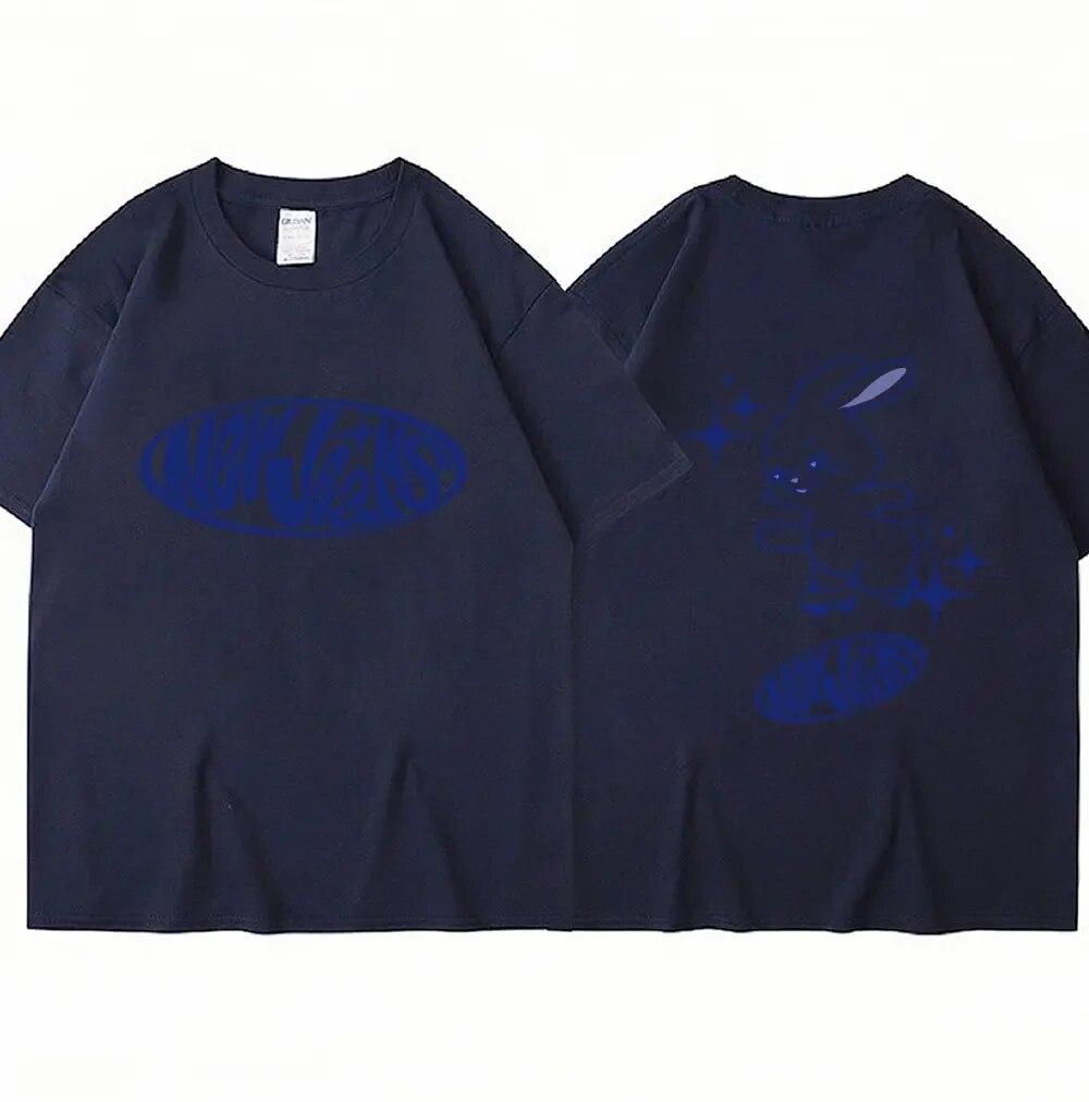 NewJeans Футболка с принтом кролика Модные милые футболки Kpop унисекс женские корейские с коротким рукавом негабаритные повседневные хлопковые футболки уличная одежда
