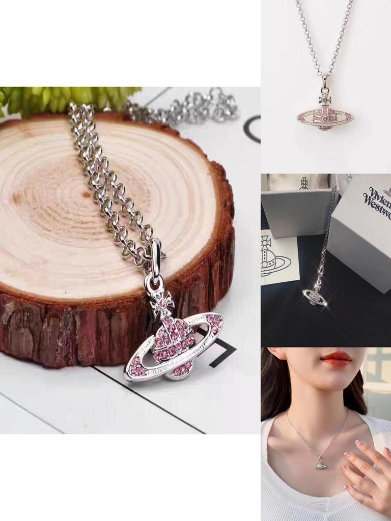 Элегантное и роскошное ожерелье Сатурн для женщин Геометрический дизайн со сверкающими инкрустированными бриллиантами