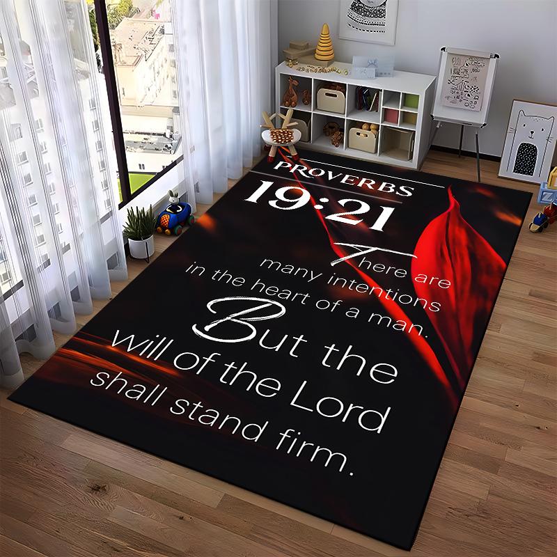 Proverbs 19:21 Inspirational Quote Rug Non-slip rug suitable for living room and bedroom sofas.