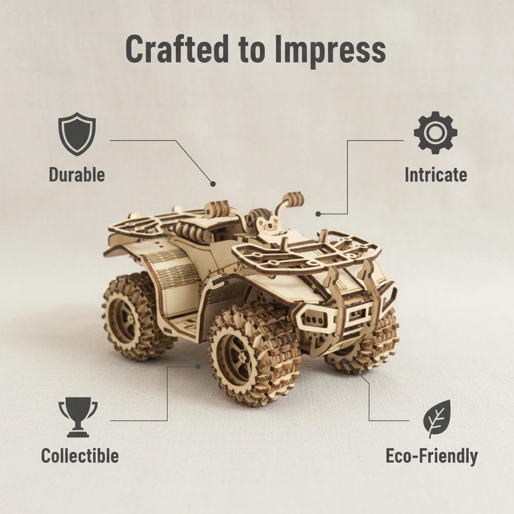 OUZEY DIY Песочный пляжный автомобиль 3D деревянная головоломка - Набор для сборки модели с лазерной резкой, Креативная игрушка-конструктор для детей
