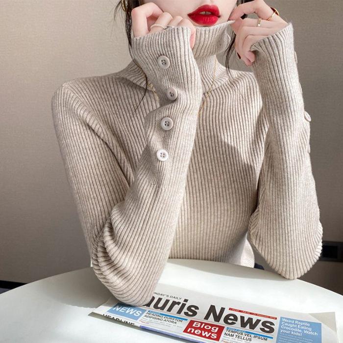 Versatile turtleneck women's autumn and winter knitted bottoming shirt, fashionable new inside, slim and thin outside, foreign top