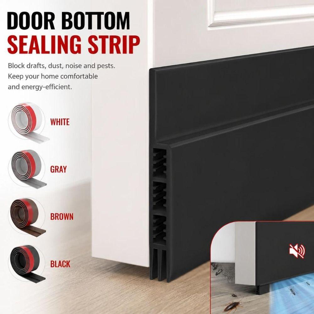 Self-adhesive Door Bottom Sealing Strip Silicone Door Draft Stopper Draught Excluder Dorm