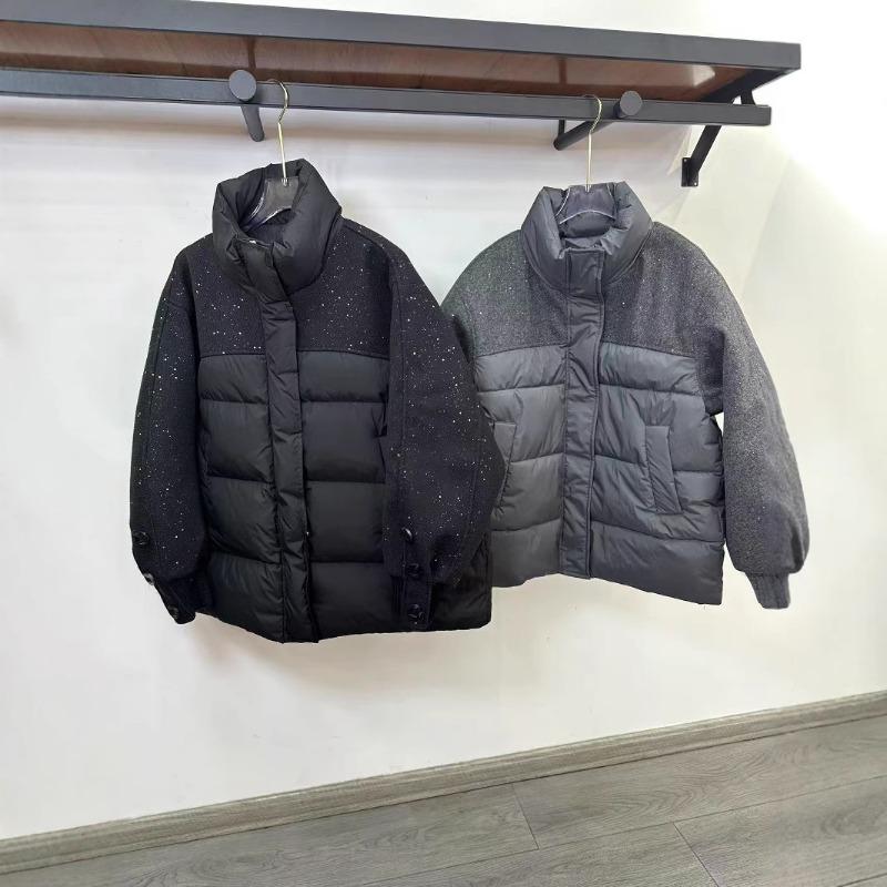Новая модная женская куртка с хлопковой подкладкой, свободная короткая одежда с хлопковой подкладкой, свободная куртка с капюшоном и пайетками для зимы
