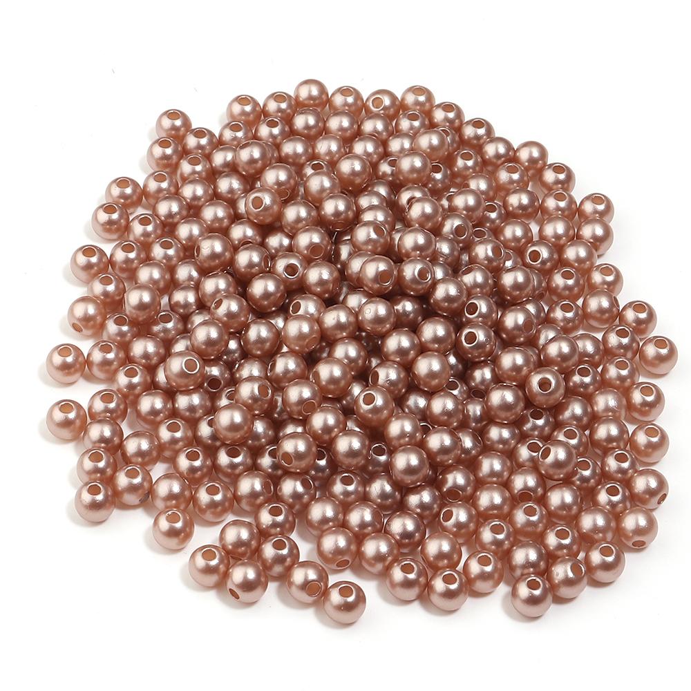 50-1000 шт. 3/4/5/6/8/10/12 мм Светло-коричневые бусины из ABS под жемчуг с отверстием, круглые, россыпью, для изготовления украшений, браслетов DIY