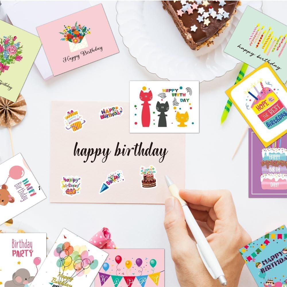 20 Pieces/set Cute Cartoon Birthday Cards with Envelope Sticker Birthday Party Invitation Greeting Card