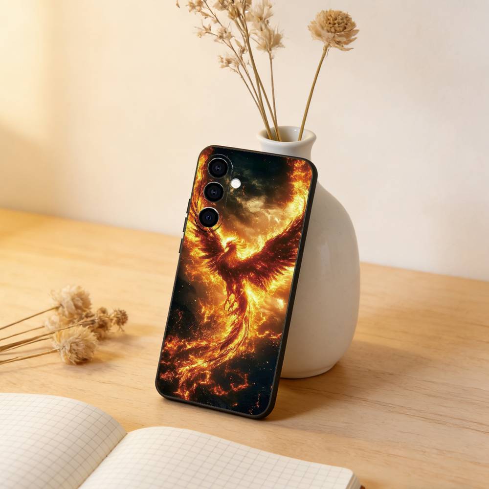 Phoenix Phone Case Black Silicone Soft For Samsung Galaxy A73,A72,A71,A70,A53,A52,A51