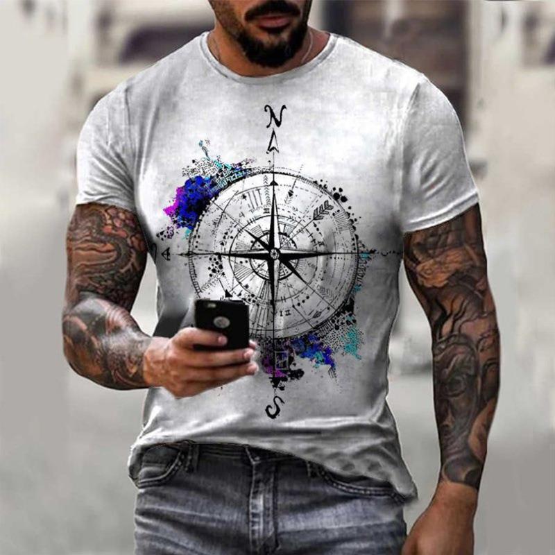 Men'S 3D Digital Printing T-Shirt Fashion Versatile Short Sleeve Personalized Printed Top